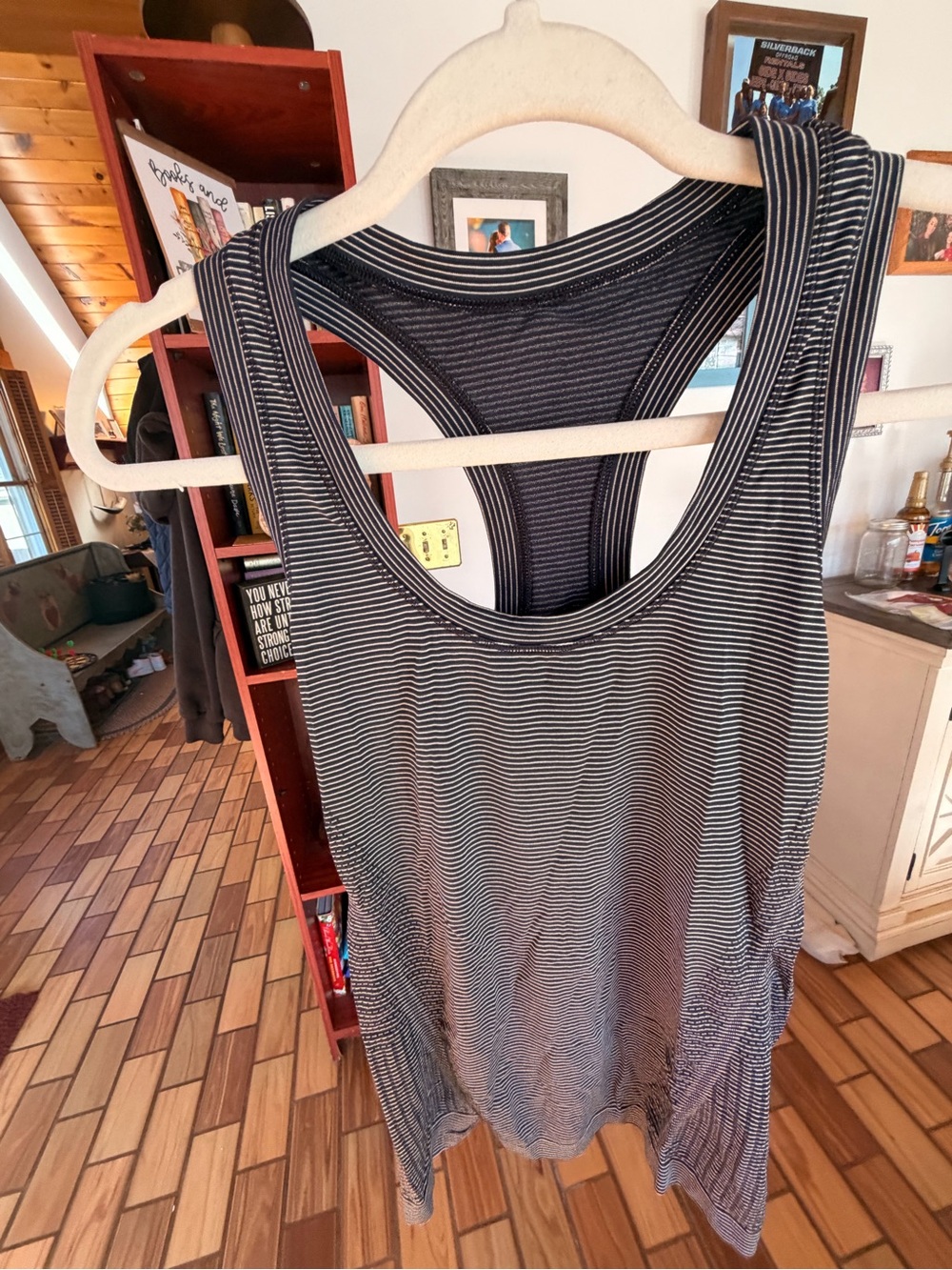 Athleta Black & White Striped Racerback Tank